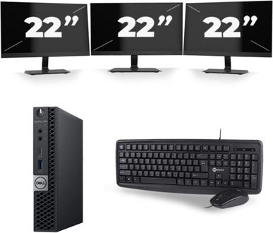 Dell Optiplex 7060 Micro USFF - Intel Core i5-8e Generatie - 8GB RAM - 256GB SSD - Windows 11 + 3x 22 inch Monitor