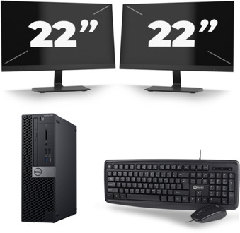 Dell Optiplex 7060 SFF - Intel Core i5-8e Generatie - 8GB RAM - 256GB SSD - Windows 11 + 2x 22 inch Monitor
