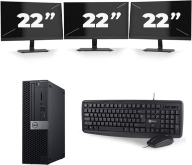 Dell Optiplex 7060 SFF - Intel Core i5-8e Generatie - 8GB RAM - 256GB SSD - Windows 11 + 3x 22 inch Monitor