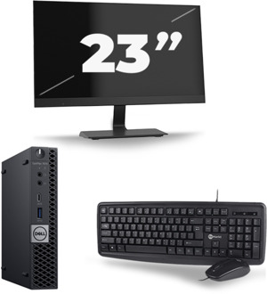 Dell Optiplex 7070 Micro USFF - Intel Core i5-9e Generatie - 8GB RAM - 256GB SSD - Windows 11 + 1x 23 inch Monitor Zwart - small