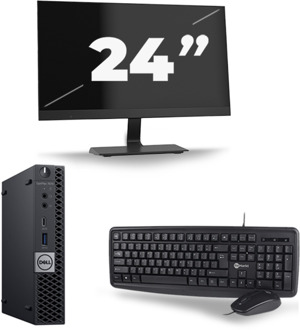 Dell Optiplex 7070 Micro USFF - Intel Core i5-9e Generatie - 8GB RAM - 256GB SSD - Windows 11 + 1x 24 inch Monitor