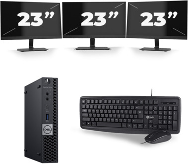 Dell Optiplex 7070 Micro USFF - Intel Core i5-9e Generatie - 8GB RAM - 256GB SSD - Windows 11 + 3x 23 inch Monitor