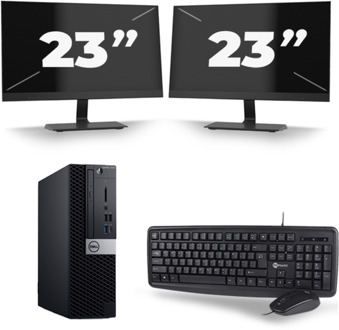 Dell OptiPlex 7070 SFF - Intel Core i5-9e Generatie - 8GB RAM - 256GB SSD - Windows 11 + 2x 23 inch Monitor - small