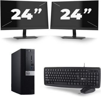 Dell OptiPlex 7070 SFF - Intel Core i5-9e Generatie - 8GB RAM - 256GB SSD - Windows 11 + 2x 24 inch Monitor - small