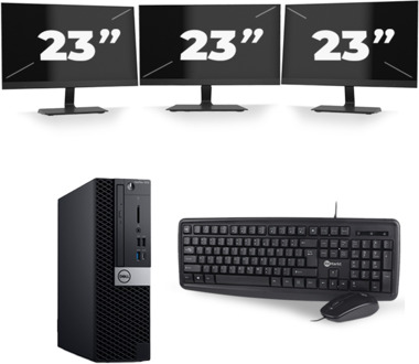 Dell OptiPlex 7070 SFF - Intel Core i5-9e Generatie - 8GB RAM - 256GB SSD - Windows 11 + 3x 23 inch Monitor - small