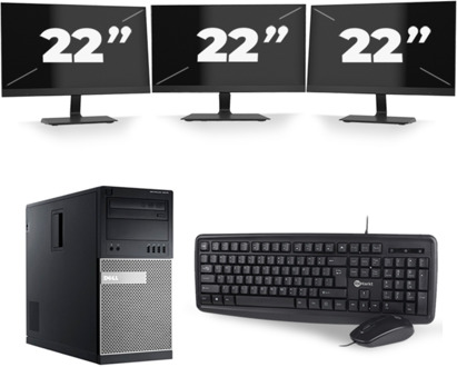 Dell Optiplex 9010 Micro Tower - Intel Core i3-3e Generatie - 8GB RAM - 256GB SSD - Windows 10 + 3x 22 inch Monitor