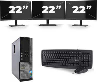 Dell Optiplex 9020 SFF - Intel Core i5-4e Generatie - 8GB RAM - 256GB SSD - Windows 10 + 3x 22 inch Monitor