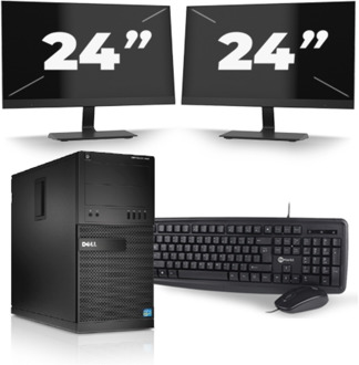 Dell Optiplex XE2 Micro Tower - Intel Core i5-4e Generatie - 8GB RAM - 256GB SSD - Windows 10 + 2x 24 inch Monitor