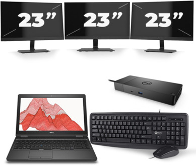 Dell Precision 3530 - Intel Core i7-8e Generatie - 15 inch - 16GB RAM - 256GB SSD - Windows 11 + 3x 23 inch Monitor