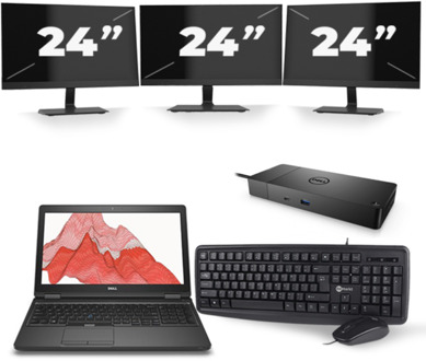 Dell Precision 3530 - Intel Core i7-8e Generatie - 15 inch - 16GB RAM - 256GB SSD - Windows 11 + 3x 24 inch Monitor