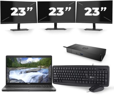 Dell Precision 3541 - Intel Core i7-9e Generatie - 15 inch - 8GB RAM - 256GB SSD - Windows 11 + 3x 23 inch Monitor