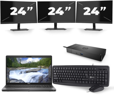 Dell Precision 3541 - Intel Core i7-9e Generatie - 15 inch - 8GB RAM - 256GB SSD - Windows 11 + 3x 24 inch Monitor - small