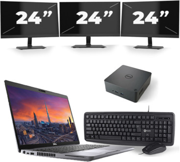 Dell Precision 3550 - Intel Core i7-10e Generatie - 15 inch - 8GB RAM - 256GB SSD - Windows 11 + 3x 24 inch Monitor