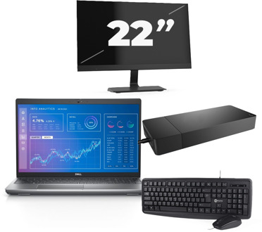 Dell Precision 3571 - Intel Core i5-12e Generatie - 15 inch - 8GB RAM - 256GB SSD - Windows 11 Home + 1x 22 inch Monitor Zwart - small
