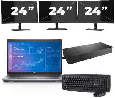 Dell Precision 3571 - Intel Core i5-12e Generatie - 15 inch - 8GB RAM - 256GB SSD - Windows 11 Home + 3x 24 inch Monitor Preto - small