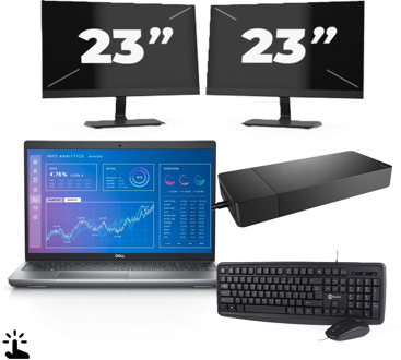 Dell Precision 3571 - Intel Core i5-12e Generatie - 15 inch - Touch - 16GB RAM - 256GB SSD - Windows 11 Home + 2x 23 inch Monitor