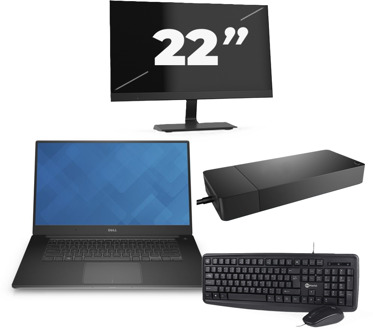 Dell Precision 5510 - Intel Core i7-6e Generatie - 15 inch - 16GB RAM - 256GB SSD - Windows 11 + 1x 22 inch Monitor