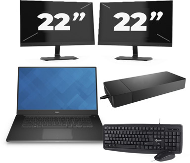 Dell Precision 5510 - Intel Core i7-6e Generatie - 15 inch - 16GB RAM - 256GB SSD - Windows 11 + 2x 22 inch Monitor