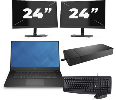 Dell Precision 5510 - Intel Core i7-6e Generatie - 15 inch - 16GB RAM - 256GB SSD - Windows 11 + 2x 24 inch Monitor