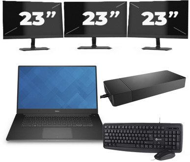 Dell Precision 5510 - Intel Core i7-6e Generatie - 15 inch - 16GB RAM - 256GB SSD - Windows 11 + 3x 23 inch Monitor