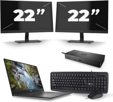 Dell Precision 5540 - Intel Core i7-9e Generatie - 15 inch - 16GB RAM - 256GB SSD - Windows 11 + 2x 22 inch Monitor