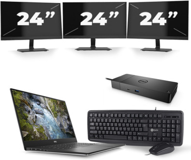 Dell Precision 5540 - Intel Core i7-9e Generatie - 15 inch - 16GB RAM - 256GB SSD - Windows 11 + 3x 24 inch Monitor