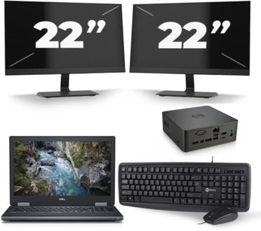 Dell Precision 7530 - Intel Core i7-8e Generatie - 15 inch - 16GB RAM - 256GB SSD - Windows 11 + 2x 22 inch Monitor