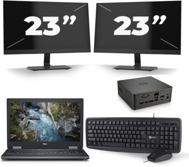 Dell Precision 7530 - Intel Core i7-8e Generatie - 15 inch - 16GB RAM - 256GB SSD - Windows 11 + 2x 23 inch Monitor