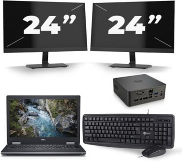 Dell Precision 7530 - Intel Core i7-8e Generatie - 15 inch - 16GB RAM - 256GB SSD - Windows 11 + 2x 24 inch Monitor