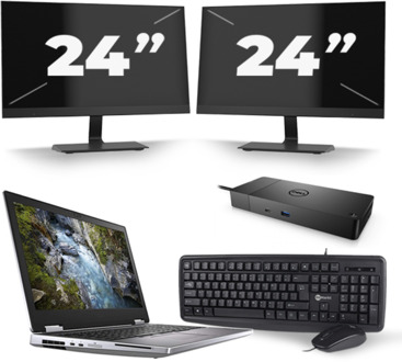 Dell Precision 7540 - Intel Core i7-9e Generatie - 15 inch - 16GB RAM - 256GB SSD - Windows 11 + 2x 24 inch Monitor