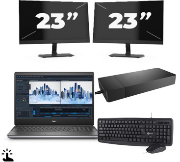 Dell Precision 7560 - Intel Core i7-11e Generatie - 15 inch - Touch - 16GB RAM - 256GB SSD - Windows 11 Home + 2x 23 inch Monitor
