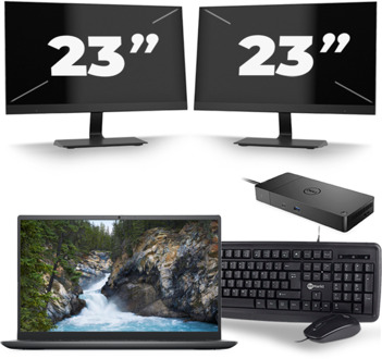Dell Vostro 14 5410 - Intel Core i5-11e Generatie - 14 inch - 16GB RAM - 256GB SSD - Windows 11 + 2x 23 inch Monitor