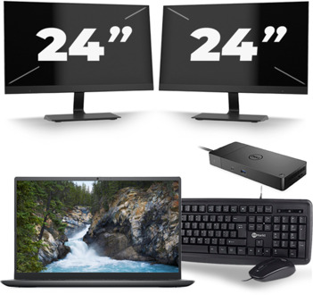 Dell Vostro 14 5410 - Intel Core i5-11e Generatie - 14 inch - 16GB RAM - 256GB SSD - Windows 11 + 2x 24 inch Monitor