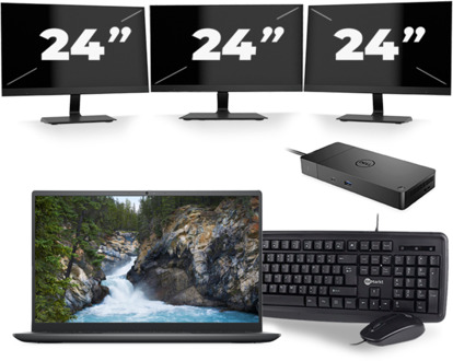 Dell Vostro 14 5410 - Intel Core i5-11e Generatie - 14 inch - 16GB RAM - 256GB SSD - Windows 11 + 3x 24 inch Monitor