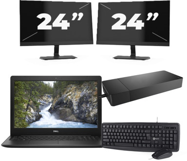 Dell Vostro 3580 - Intel Core i3-8e Generatie - 15 inch - 8GB RAM - 256GB SSD - Windows 11 Home + 2x 24 inch Monitor