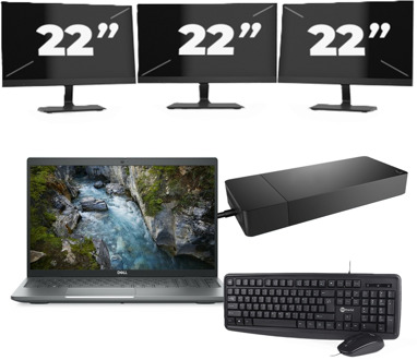 Dell Vostro 3591 - Intel Core i5-10e Generatie - 15 inch - 16GB RAM - 256GB SSD - Windows 11 Home + 3x 22 inch Monitor