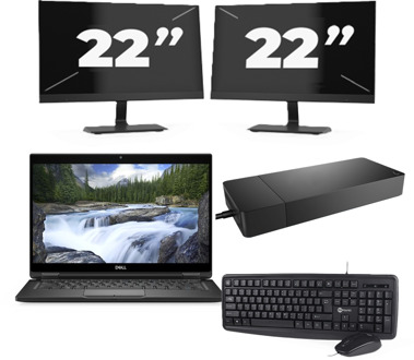 Dell XPS 13 7390 - Intel Core i7-10e Generatie - 13 inch - 16GB RAM - 256GB SSD - Windows 11 Home + 2x 22 inch Monitor