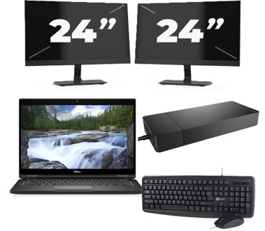 Dell XPS 13 7390 - Intel Core i7-10e Generatie - 13 inch - 16GB RAM - 256GB SSD - Windows 11 Home + 2x 24 inch Monitor