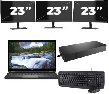 Dell XPS 13 7390 - Intel Core i7-10e Generatie - 13 inch - 16GB RAM - 256GB SSD - Windows 11 Home + 3x 23 inch Monitor