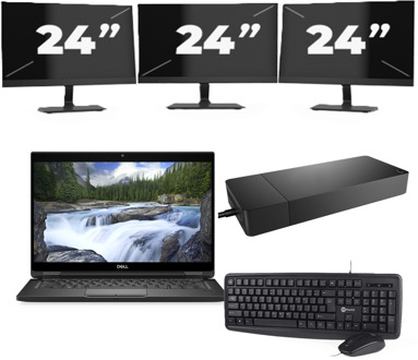 Dell XPS 13 7390 - Intel Core i7-10e Generatie - 13 inch - 16GB RAM - 256GB SSD - Windows 11 Home + 3x 24 inch Monitor