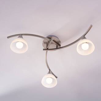 Della - plafondlamp mat nikkel, 3-lamps wit, mat nikkel