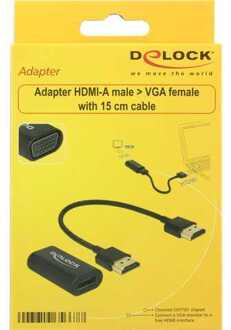 Delock 0.15m, HDMI/VGA 0,15 m VGA (D-Sub) Zwart