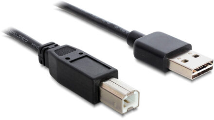 Delock 0.5m, USB2.0-A/USB2.0-B USB-kabel 0,5 m USB A USB B Zwart