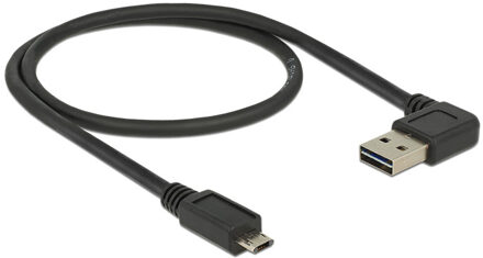 Delock 0.5m, USB2.0-A/USB2.0 Micro-B USB-kabel 0,5 m 2.0 USB A Micro-USB B Zwart