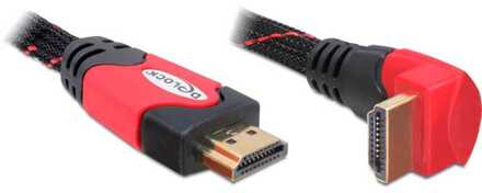Delock 1.4 High Speed HDMI kabel - eenzijdig haaks - 2 m - Zwart/Rood