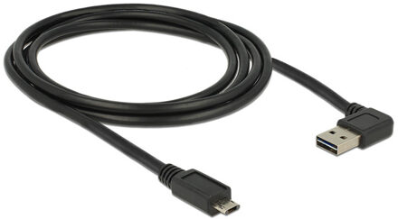Delock 2m, USB2.0-A/USB2.0 Micro-B USB-kabel USB A Micro-USB B Zwart