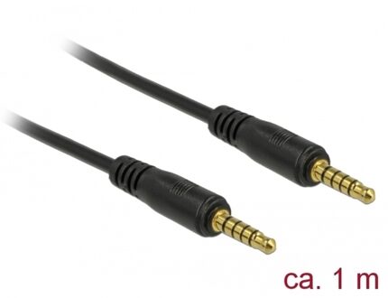 Delock 3,5mm Jack 5-polig stereo audio kabel / zwart - 1 meter