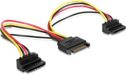 Delock 60128 0.15m SATA 15-pin 2x SATA 15-pin Zwart, Rood, Geel, Multi kleuren SATA-kabel