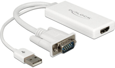 Delock 62460 tussenstuk voor kabels VGA, USB2.0-A HDMI Wit
