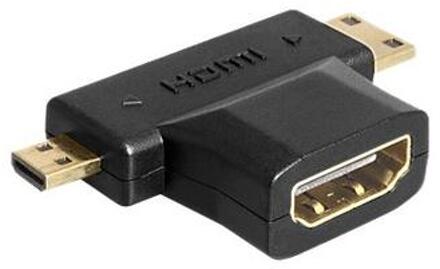 Delock Adapter HDMI-A Buchse - HDMI-C + HDMI-D Stecker